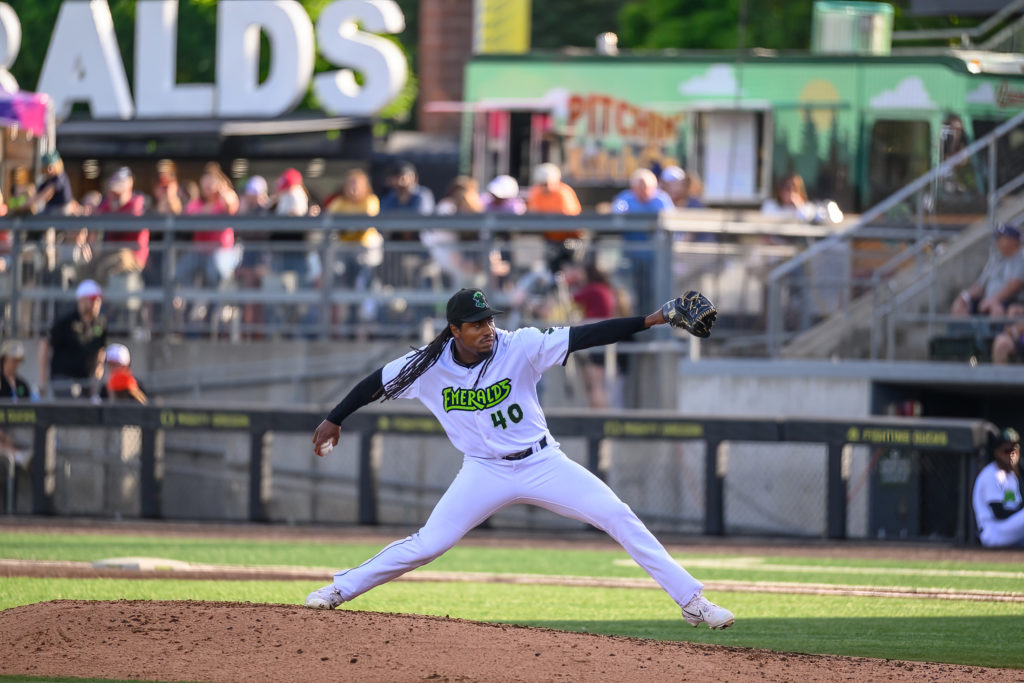 The Eugene Emeralds host the Everett Aquasox in a Northwest League baseball contest at PK Park in Eugene on Saturday January 10, 2043.