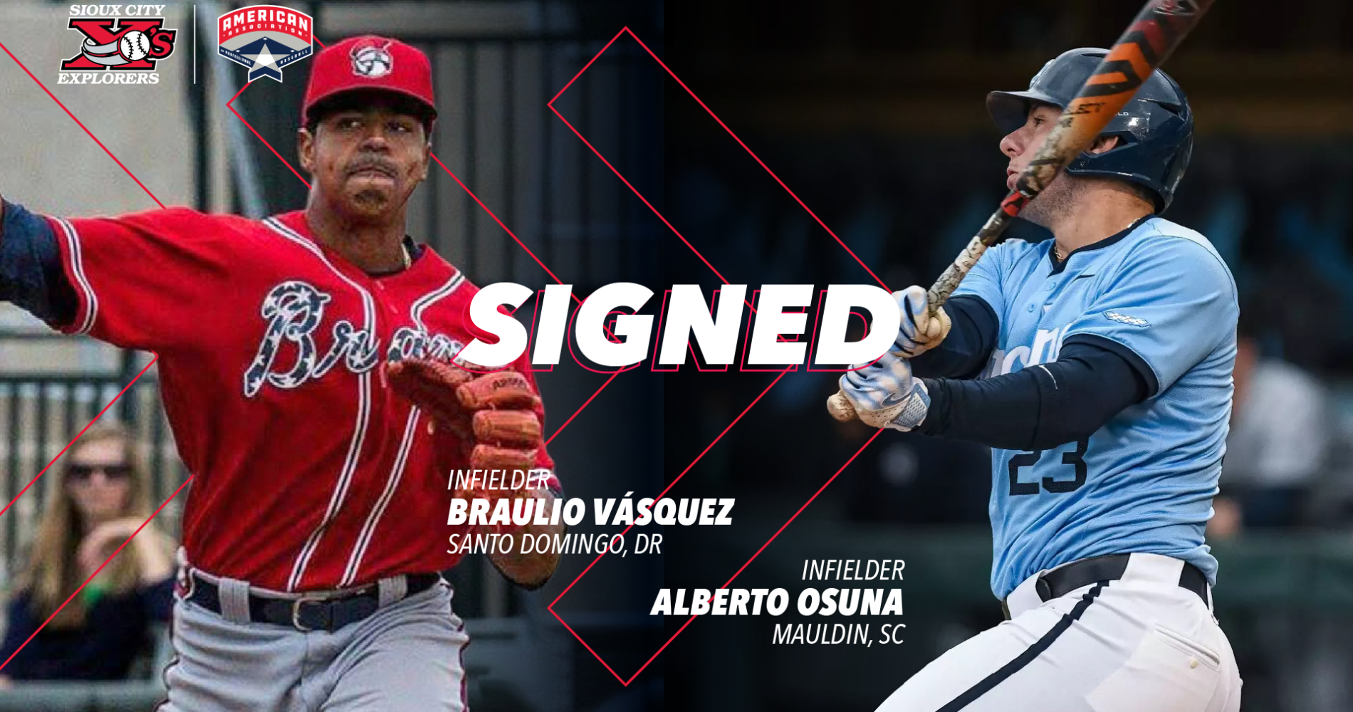 EXPLORERS WELCOME TWO INFIELDERS